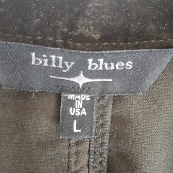 VTG BILLY BLUES Olive Green Cotton Velvet Jacket Size L - Picture 3 of 4